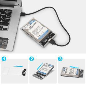 USB 3.0 타입 C HDD 인클로저  SATA SSD에서 외장 하드 드라이브 디스크 박스  투명 5Gbps 지지대 5TB 케이