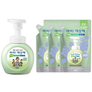 아이깨끗해 항균폼 핸드솝 용기 250ml 1개+ 리필 200ml 3개 청포도향 거품형 손세정제 핸드워시