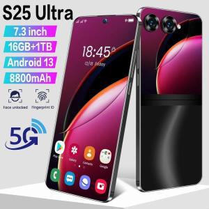 2024 S25 울트라 스마트폰, 7.3 HD 스크린, 16G + 1T, 8800mAh, 안드로이드 13 셀룰라 5G, 듀얼 심, 페이스