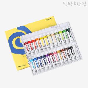 신한 샤미 수채화물감 10ml 24색 1p 학색용 교육 미술 준비물 색칠 붓 물통 팔레트