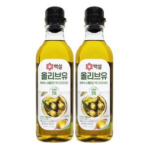 백설 식용유 압착 올리브유 500mL x 2개