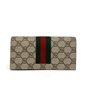 GUCCI GG 수프림 웹 장지갑 베이지 에보니 779872