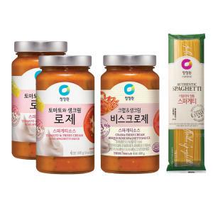 청정원 파스타소스, 로제, 600g, 2개 + 비스크로제, 600g, 1개 + 스파게티면, 500g, 1개