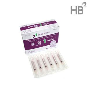 정림 주사기 1cc 27G ½ (13mm) 1통 100개 일회용주사기 병원용