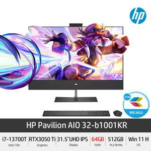 HP Pavilion AIO 32-b1001kr (RAM 64GB) 13세대 i7 RTX3050 Ti 32인치 UHD 윈11홈 올인원PC +한컴2022