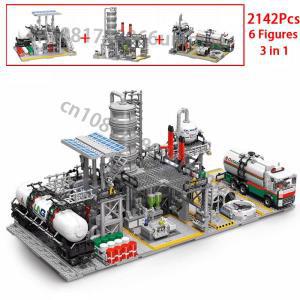 블록레고조립커스텀 MOC브릭 재고 모듈식 천연 가스 저장 센터 실험실 스테이션, 화학 공장 빌딩 블록, DIY