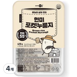 심플잇 간편식 즉석 현미포켓누룽지 13p 429g 4개