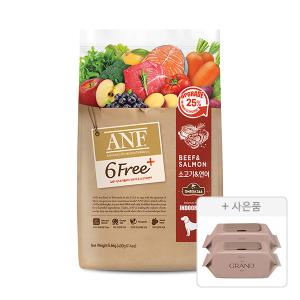 ANF 6free 플러스 인도어 독 소고기 연어, 5.6kg, 1개 + 물티슈 70매, 2개