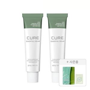 김정문알로에 큐어 에센셜 크림 50ml, 2개 + 증정(안티에이징 크림S 파우치, 2ml, 1개 + 큐어 알로에 슬라이스 젤리 마스크, 1매)