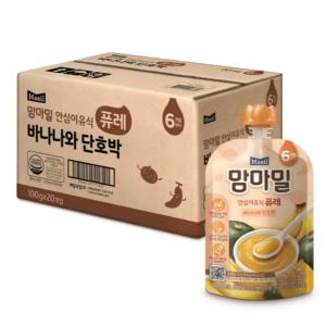 맘마밀 안심이유식 6개월 퓨레 바나나와 단호박 100g x 20팩