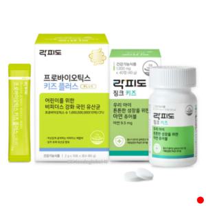 락피도 키즈플러스 유산균 30포+ 징크 츄어블 40정set