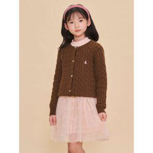 [BEANPOLE KIDS] [Essential] 여아 울 케이블 카디건  브라운 (BI4X5AGE1D)