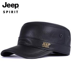 JEEP 지프 가죽 모자 남성용 플랫 모자 가을 겨울 야외 중년 헌팅캡 모자 빅사이즈모자 양모 모자