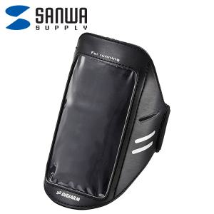 n2MBj SANWA PDA-MP3C11BK 스마트폰 스포츠 암밴드(74x11x145/블랙) 레저 스마트폰지원 신축성 네오프렌소