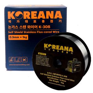 코리아나 논가스 용접봉 0.9mm 1kg 스테인레스 용접 K-308 스텐 스덴 플럭스 코드 와이어 용접기 노가스