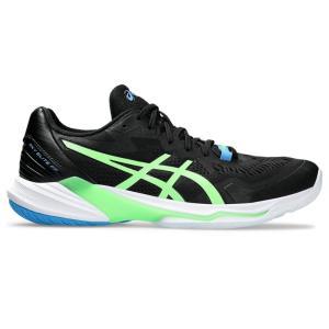 ASICS 남성용 Sky Elite FlyteFoam 2 배구화, 15, 화이트/퓨어 실버, 블랙/라임 버스트