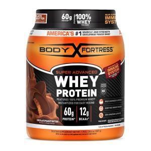 Body Fortress 슈퍼 어드밴스드 유청 단백질 파우더, 초콜릿 땅콩 버터, 60g 및 2스쿱당 BCAA 12g, 근육 증