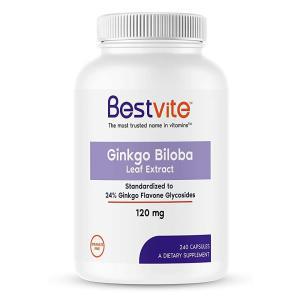 Bestvite BESTVITE Ginkgo Biloba 120mg (240캡슐) - 스테아레이트 없음 GMO 프리 글루텐 24% 은행나무 플