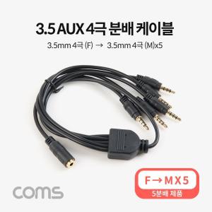 3.5mm 스테레오 분배 Y 케이블 50cm AUX Stereo F to M x5AUX 옥스 차량용오디오 음향 AUX선 AUX음성