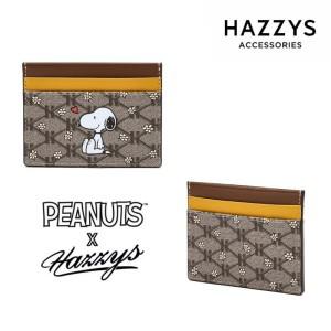 헤지스액세서리 선물포장PEANUTS X HAZZYS 브라운 가죽 스누피 카드슬롯카드지갑 HIHO4F381W2