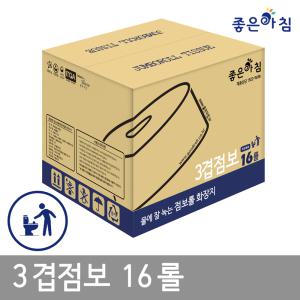 좋은아침_3겹 130m 꽃데코 대용량 점보롤 화장지/휴지 16롤/3겹꽃데코점보