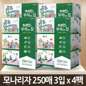 모나리자 벨라지오 부자되는집 250매 3입 x 4팩/각티슈/미용티슈