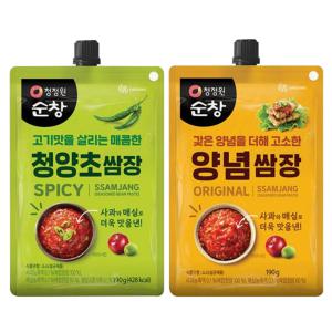 청정원 순창 양념쌈장 190g x 5개 + 청양초 쌈장 190g x 5개 여행용 휴대용 간편개별포장