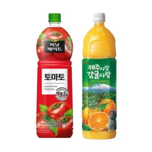 [한번에먹자] 미닛메이드 제주감귤 1.5L 3페트 + 미닛메이드 토마토 1.5L 3페트, 총 6페트