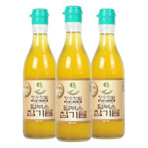 장수텃밭 덜볶아 더 건강하고 깔끔한 덜볶은참기름 350ml 3병 세트