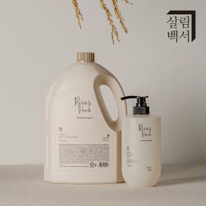 살림백서 대용량 주방세제 4L+750ml 라이스&허브 설거지 리필형 세트 과일세척