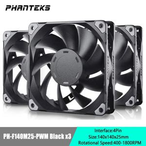 PHANTEKS M25-F140/F120 케이스 선풍기, 140mm, 120mm, 4 핀 PWM, 높은 공기 흐름, 사일런트 CPU 선풍기, 400-2000RPM, 캐스케이블 FDB 베어링 선풍기