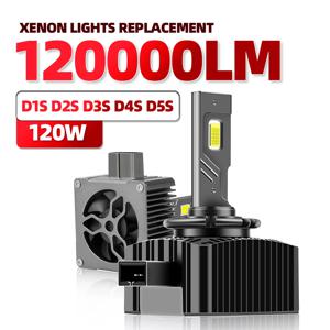 차량용 제논 교체 조명, 매우 밝은 변환 키트, D2S LED 전구, 하이 로우 빔, D1S, D3S, D4S, 6000K, 120W