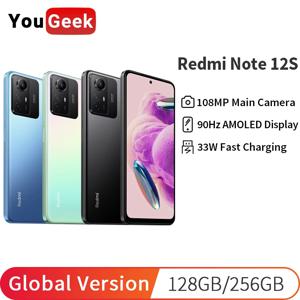 샤오미 레드미 노트 12S 글로벌 버전, AI 트리플 카메라, AMOLED 디스플레이, 33W 고속 충전, MIUI 14, 128GB, 256GB, 108MP