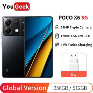 글로벌 버전 POCO X6 5G 스마트폰 1.5K 120Hz AMOLED 64MP 메인 카메라 5100mAh 67W 터보 충전 스냅드래곤 7s Gen 2 MIUI 14