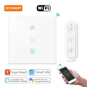 QCSMART 투야 스마트 라이프 커튼 롤러 셔터 블라인드 스위치 백라이트 원격 음성 제어, 구글 홈 알렉사 에코