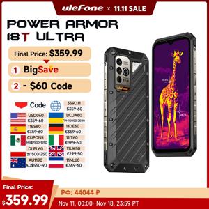 [월드 프리미어] Ulefone Power Armor 18T Ultra 5G 러기드 폰 512GB ROM +24GB RAM 열화상 카메라 FLIR® 스마트폰 9600mAh 66W,NFC,15W 무선 충전, 108MP, 휴대폰