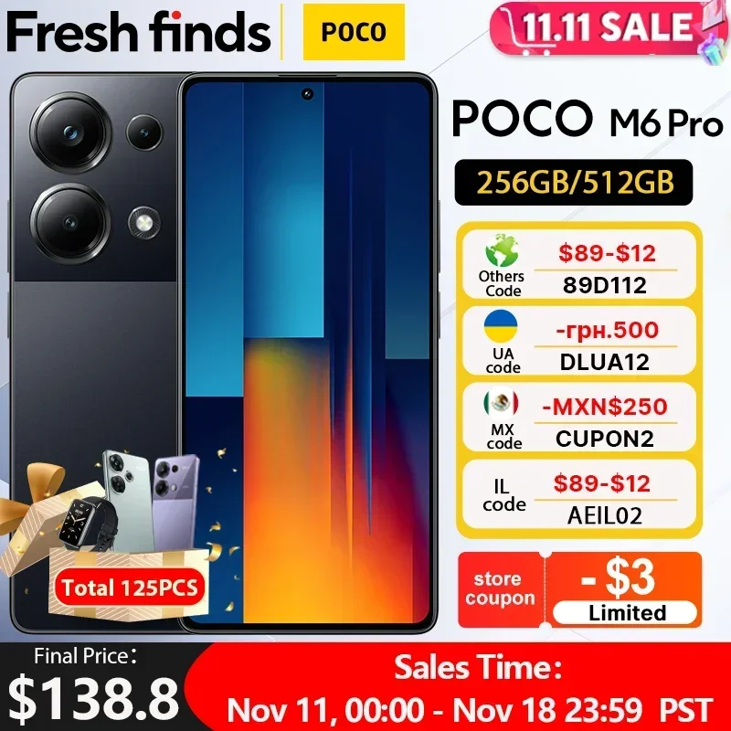 POCO M6 프로 스마트폰, 유선 충전, Helio G99 울트라 6.67 플로우, AMOLED 120Hz, AMOLED 64MP 카메라, NFC, 5000mA, 67W, 월드 프리미어