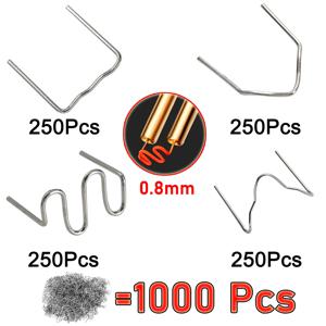 플라스틱 용접 스테이플, 4 가지 유형, 0.8mm 용접 못, 플라스틱 용접기 수리 못 키트, 1000, 500, 200, 100 개