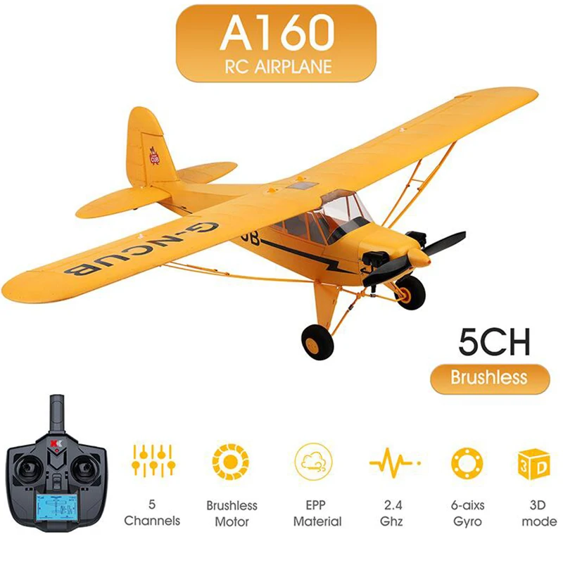 Wltoys A160 J3 RC 비행기, RTF 2.4G 브러시리스 모터, 3D 6G 리모컨 비행기, 비행 준비 완료, 핫 세일