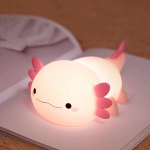 귀여운 Axolotl 야간 조명 실리콘 보육 수면 램프, 터치 컨트롤 야간 조명, USB 충전식 테이블 램프, 아기 어린이용