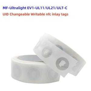 UID 변경 가능한 NFC 카드 MF0 13.56Mhz 초경량 EV1-UL11 EV1-UL21 ULT-C 인레이 스티커, UID 쓰기 가능, 1 개