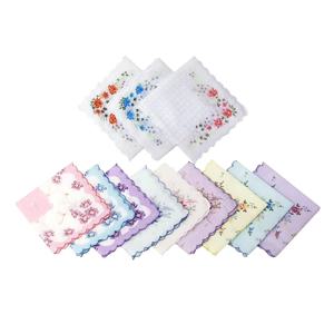 여성용 정사각형 손수건, 꽃 프린트 코튼 포켓 Hankies, 30cm x 30cm