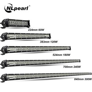 Nlpearl 라이트 바/작업등, 트랙터 4X4 오프로드 4WD ATV 트럭용 슈퍼 슬림 LED 바, 12V 24V, 60W, 120W, 180W, 240W