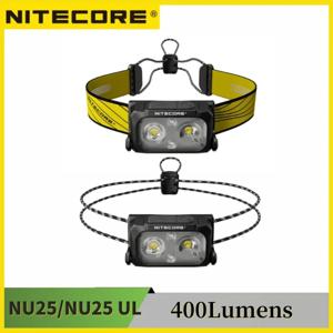 오리지널 NITECORE NU25 듀얼 빔 USB-C 충전식 헤드 램프 400 루멘스 650mAH 배터리 장착 스포트라이트+투광 조명등