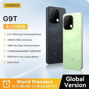 UMIDIGI G9T 안드로이드 14 스마트폰, UNISOC T606, 8 코어 256GB, 6.75 인치 물방울 HD + 디스플레이, 13MP 카메라, 5000mAh 배터리 휴대폰