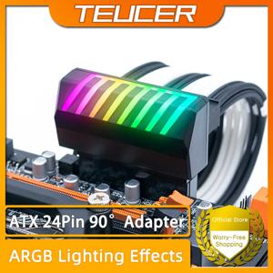 TEUCER 데스크탑 PC 마더보드용 어댑터, DIY 컴퓨터 액세서리, 90 ° ARGB ATX 24 핀