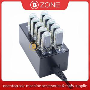 USB 비트코인 채굴 허브 너드 마이너 V2 T-동글 S3 BTC 암호화 복권 채굴기, 60W 10 포트, 74KH/S * 10 솔로 채굴, 10 개