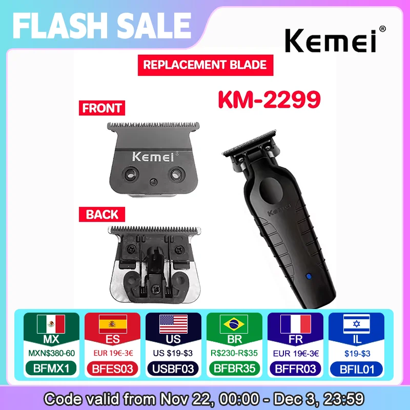 Kemei KM-2299 전문 헤어 클리퍼 커팅 머신 블레이드, 헤어 클리퍼 액세서리, 교체 블레이드 헤드