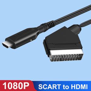 1080P SCART to HDMI 비디오 오디오 컨버터 어댑터 케이블 남성 남성 SCART 입력 HDTV Sky Box STB 플러그 플레이 용 HDMI 출력