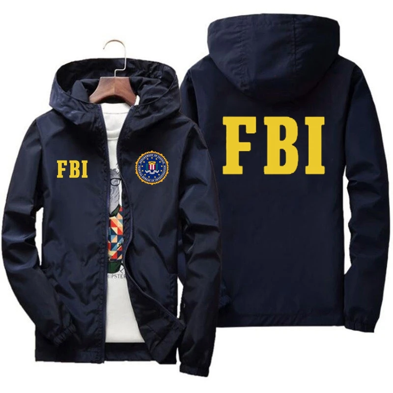 FBI 파트 지퍼 재킷 남성용 용수철, 긴팔 캐주얼 바람막이 코트, 오버사이즈 하라주쿠 스트리트웨어, 7XL 가을 패션